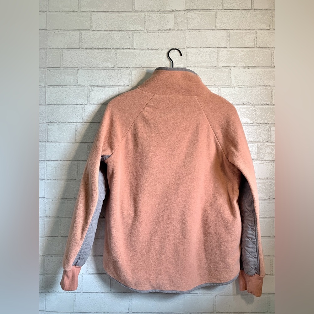 Entro Coral Pink and Gray Textured & Fleece Blend Pullover Mock Neck Sweater M - Picture 5 of 7